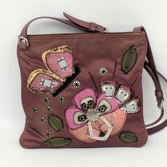 Prada Handbags - 360. Vintage Limited edition Prada Tessuto Flower Messenger Bag